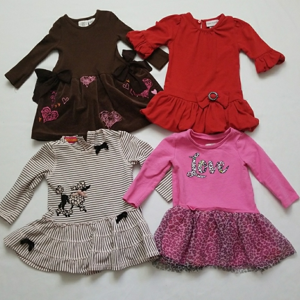 4pcs Dresses with long sleeves for girl size 12mos